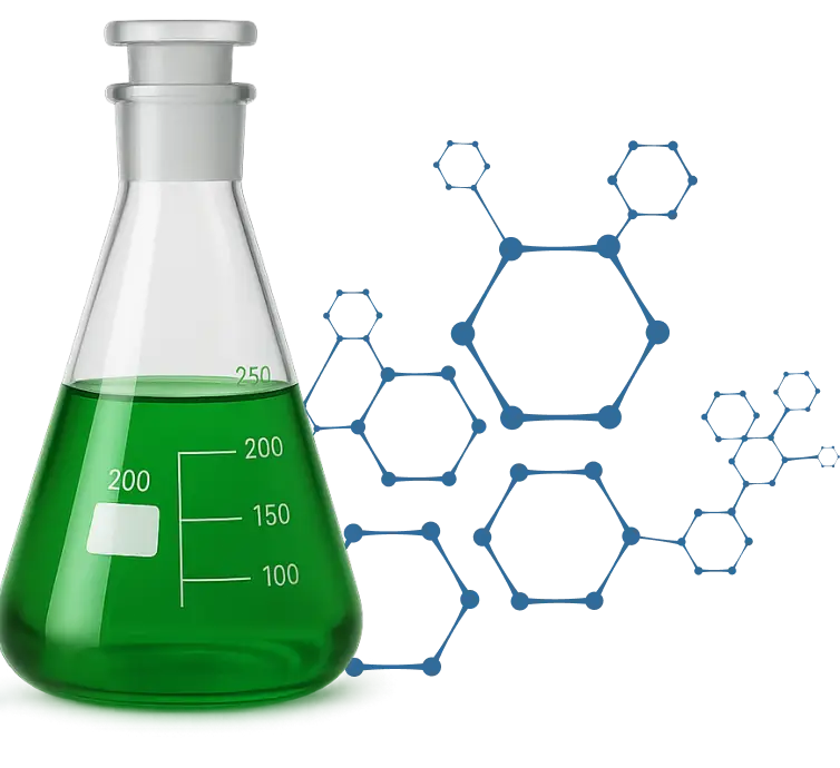 Capacitación química Frasco con líquido azul